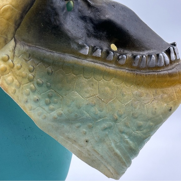 Vtg Green T-Rex Jurassic Dinosaur Halloween Mask Prehistoric Costume Cosplay - Picture 3 of 10